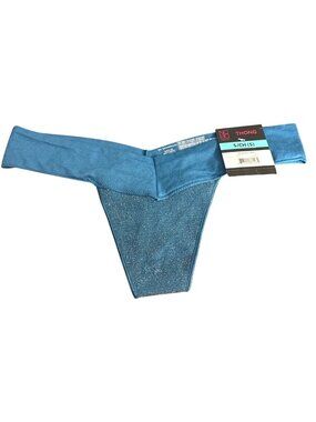 No Boundaries Womens SMALL SM S  (5) Blue Seamless Thong With Sparkle Detail NWT